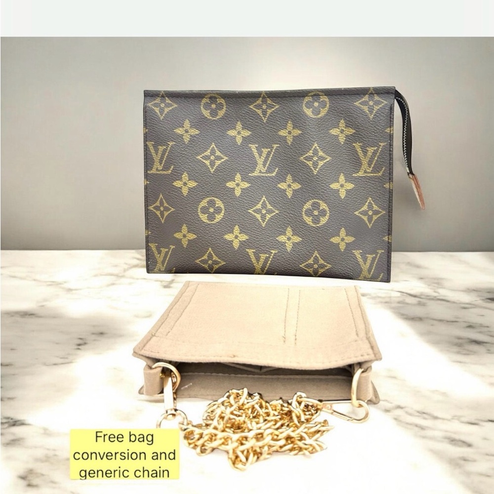 Vintage LOUIS VUITTON Monogram Poche Toilette 19 Clutch Bag Authentic Brown used